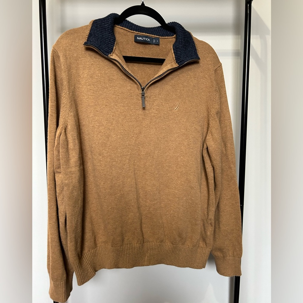 Men’s light brown nautica quarter zip 100% cotton